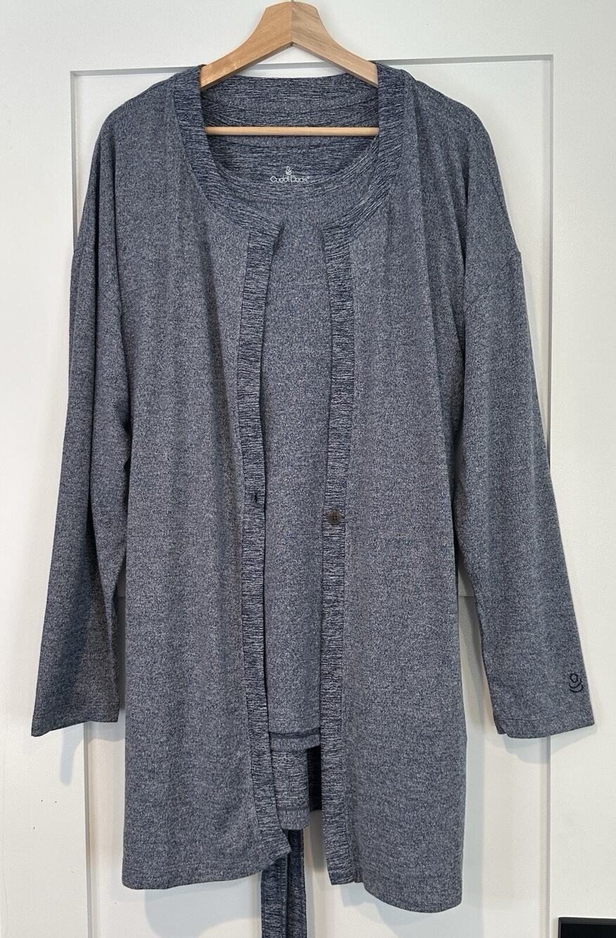 Cuddl Duds Cardigan & Tee T-shirt Twin Set Blue Size LT L Tall